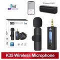 OKS® K35&K8 Collar Wireless Microphone Clip On Lavalier Mic with 3.5mm Wireless Microphone Mic Universal Plug & Play for DSLR, Amplifier, Laptop, PC & Mobile for Audio Live Video Shooting, Streaming, Vlogging & Making Videos. 