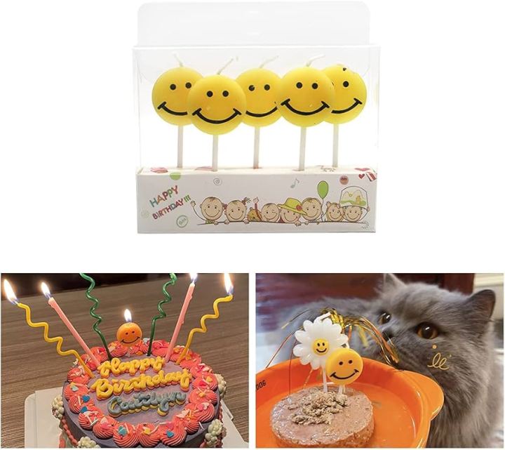 SMILEY EMOJI CANDLES - PACK OF 5 CANDLES - EMOJI THEME CANDLES
