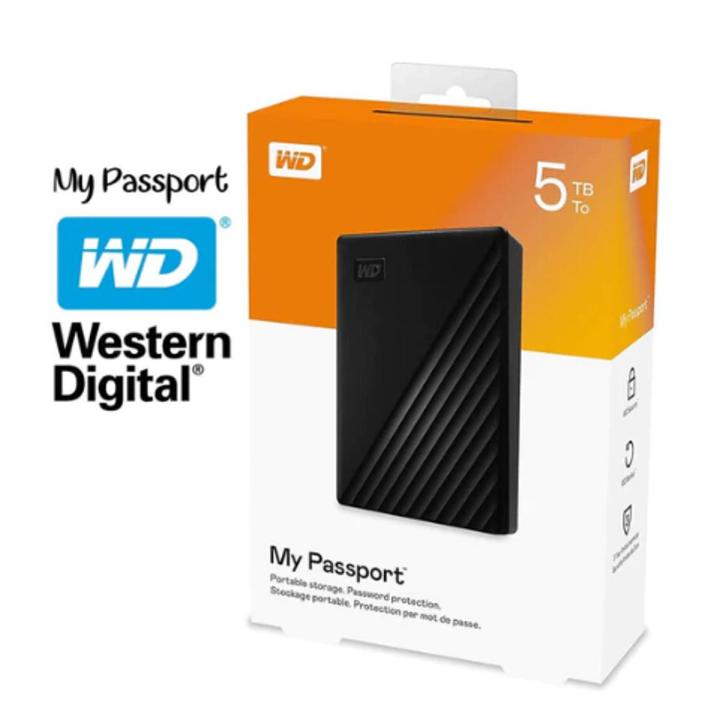 WD 5TB Western Digital My Portable External Hard Drive HDD, USB 3.2 Gen , Black - 2 Years Warranty