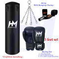 Boxing Bag with chain Boxing Gloves and Hand bandages Wraps Boxing Kit Full Set Punching Bag for Men Girls  Adults Length 3 feet and 4 Feet. 