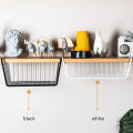 Under Shelf Basket Embedded Thicken Wrought Iron Table Cabinet Hanging Shelf for Bedroom. 