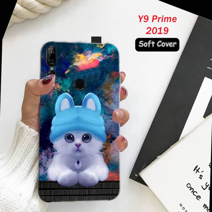 Huawei Y9 Prime 2019 Pouch Cover - Cat Soft Back Cover Case for Huawei Y9 Prime 2019