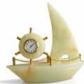 Luxury Onyx Marble Ship Clock – Sail Boat Design Table Clock | Decorative Home & Office Desk Clock. 