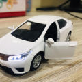 Toyota Corolla Grande Diecast Metal Model Toy Car Collection With Lights and Sounds Pull Back Action - Size Approx. 5 Inch - White. 