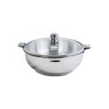 Stainless Steel Hot Pot 20cm Diameter with  Glass Lid 1.9 Litre. 