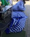 Blue/white Sun Shade Net, High Quality, 90% Sun Protection Shade Net UV Resistant, Privacy Screen Fence for Garden Balcony Greenhouse. With loops & rings on every 3 feet distance on sides and double stitched sides with cotton nawar.. 