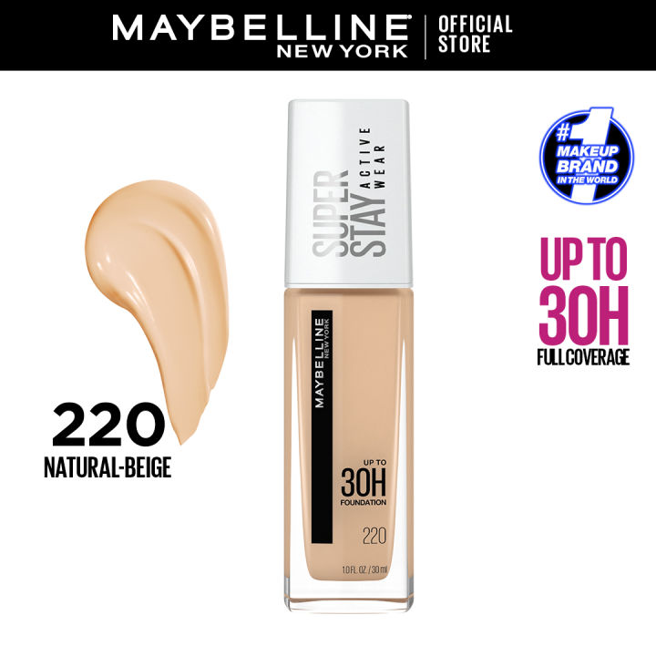 Maybelline New York SuperStay Full Coverage 24H Liquid Foundation 220 Natural Beige - 30HR Coverage, Long lasting, Waterproof