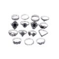 15 Pcs/set Silver Ring set women Wedding Anniversary rings for girls. 