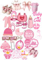 Pack of 26 - New Born  Stickers - Baby Girl  Stickers  - Well come Baby Girl   Stickers -Aesthetic Art Stickers for mobile back, Laptop, dairy and for decorating your stuff - 2 inch x 3 Inch Each Sticker Size. 