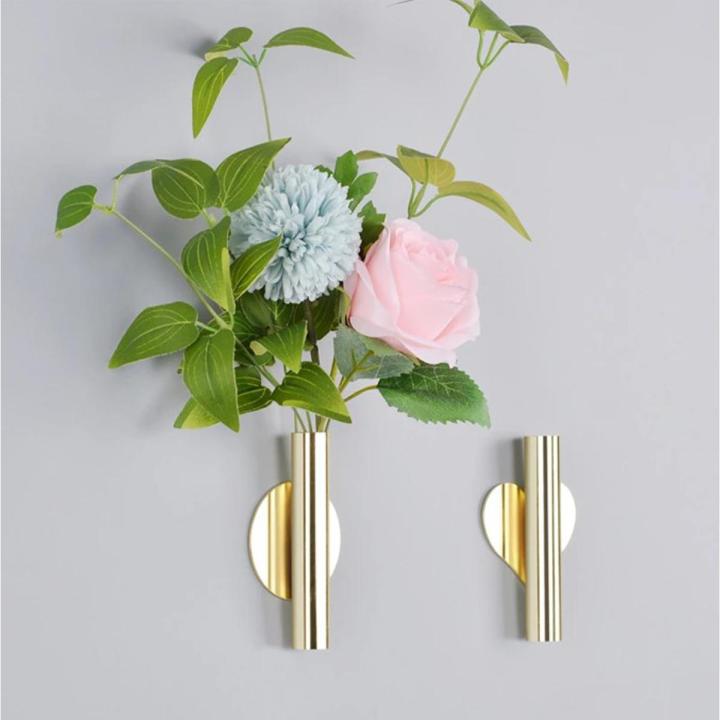 Customized Wall Mount Flower Vase Tube Wall Hanging Metal Plants Holder Rack Flowerpot Home Decor Wedding Decoration For Livingroom Vase