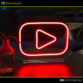 YouTube Sign, 8"x6" Neon LED Lights with Table Stand, Mini Desk Lamp, Social Media Logo, Wall Decoration, Home Living Bedroom Decor. 