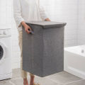 Dulex Foldable Fabric Laundry Basket Hamper Lid & Handle Ideal for Clothes Storage Fabric Storage Box & Square Baskit Bins Cloth Organizer Cubes Organizer with Handles Jewelry And Makeup Storage Box with Dual Handles with Lid. 