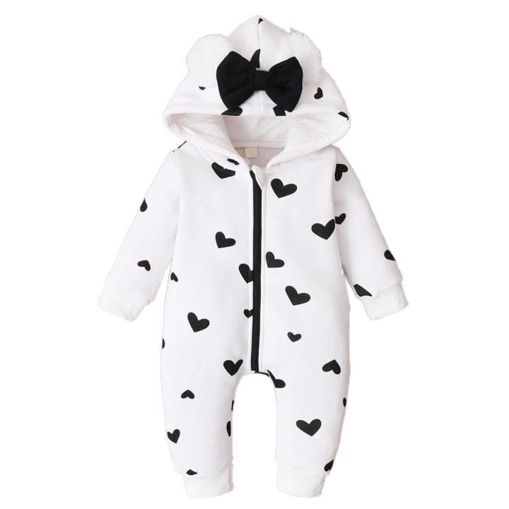 Baby Jumpsuit Breathable Newborn Love Heart Print Warm Romper Infant Pajamas