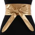 Green Women Belt Leather Cumber Bands For Women Wide Waist Belt Bow Self Tie Wrap Brand Ladies Fashion Belt. 