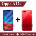 Oppo A12e Tempered Glass Polish Screen Protector + Back Jelly Protector Clear Soft Film Protection Hydrogel For A12e. 