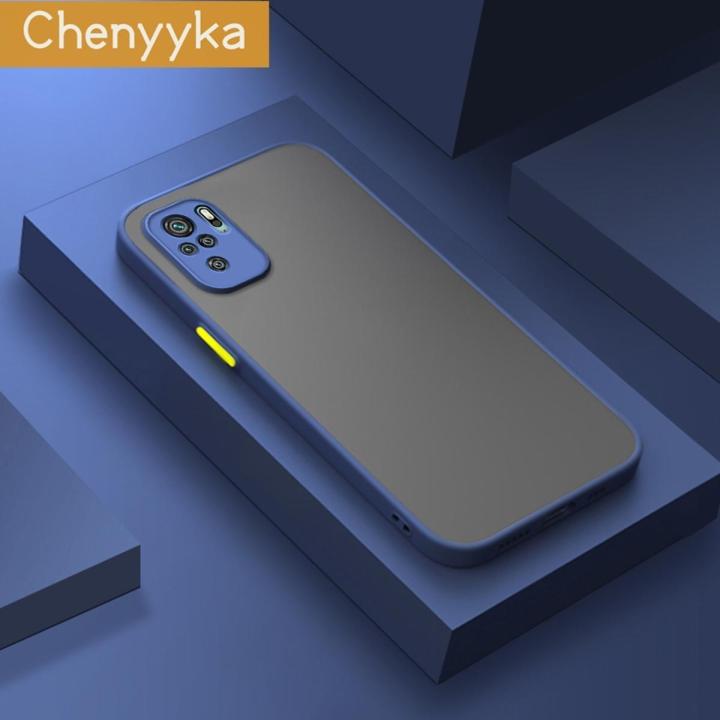 chenyyka For Redmi Note 10 Redmi Note 10s Case Transparent Frosted Hard Back Cover Lens Camera Protection Phone Case Edge Full Cover Case Fall Protection Sleeve