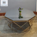 Modern Octagonal Tempered Glass Coffee Table - Wooden Center Table, Cocktail Table with Unique Octagon Shape. 