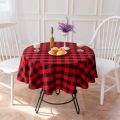 Round Buffalo Plaid Tablecloth-1 * Tablecloth-black & white. 