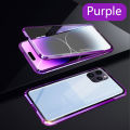 Biruiqu For iPhone 15 Plus Pro Max Magnetic Absorption Case Metal Frame Shockproof Double Sided Tempered Glass Magnetic Case Cover. 