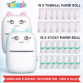 Pocket Inkless Mini Printer - Thermal Portable Bluetooth Wireless Mini Printer For Kids - 1080P Instant Camera Printer 2.8 inch IPS Screen, Front and Rear Dual Lens Camera - Pink & Blue. 