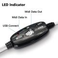 USB MIDI Cable Adapter, USB Type A Male to MIDI Din 5 Pin In-Out Cable Interface with LED Indicator for Music Keyboard. 