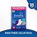 Butterfly Breathables Maxi Thick Sanitary Pads, Large, Value Pack. 