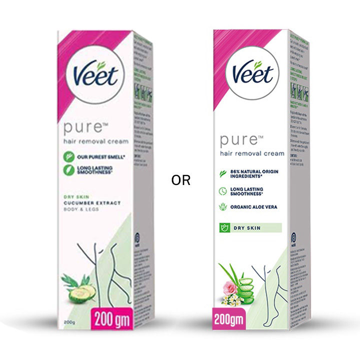Veet Pure Hair Removal Cream Dry 200g - Body & Legs