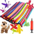 (Pack of 1) Long Balloons with 1 Free Small Balloon Air Pump (Mixed Colours). 