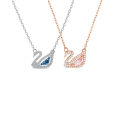 SNPQ Blue Pink Swan Necklace For Women Simple And Elegant Triangle Crystal Necklace Gift Boutique Jewelry Neck Chains Pendant. 