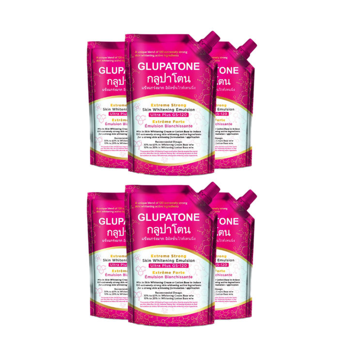 GLUPATONE Extreme Strong Whitening Emulsion Ultra Plus GS-120 For Face & Body 500ml (Pack Of 6)