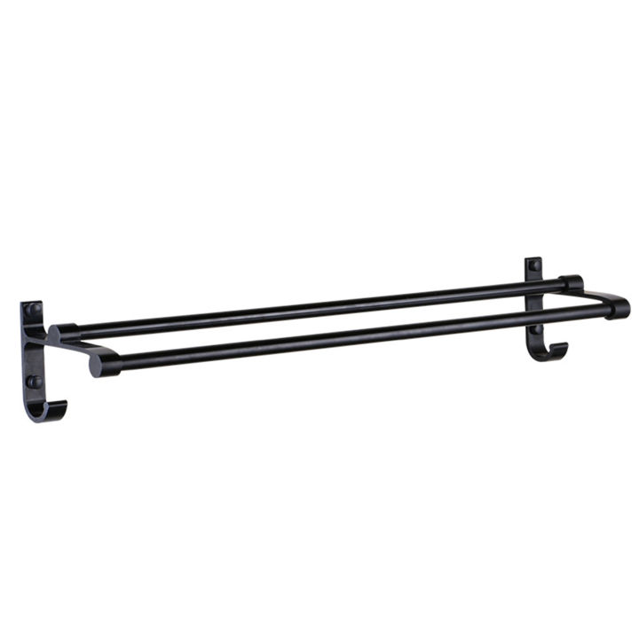 Entirety Towel Rod With Hook Aluminium Black Color Matte Finish