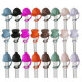 Splashproof Straw Accessory 4pcs Cute Silicone Straw Toppers for Water Bottles Dustproof Splashproof Lid Cover Fun Hat Design Buyers' Favorite Silicone Straw Cover. 