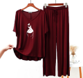 Night Dress for Girls Dress for Girls Nighty for girls full hot womens sleepwear ladies Loungewear womens nightwear Ladies nightdress sleepwear and Loungewear Mahroon V/Neck Pop Up Heart Printed Night Wear By LYZOO FASHION. 