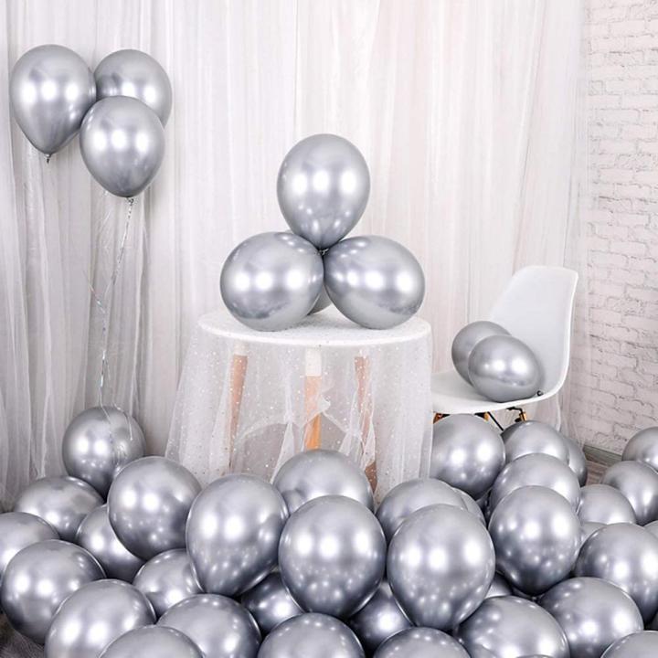100pcs Balloons Silver Latex - 12" Silver Pearl Balloons -Silver Balloons for Wedding Birthday Party Festival Valentine's Day Children's Day Decorations