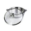 Stainless Steel Hot Pot 24cm Diameter with Glass Lid 3.1 Litre. 