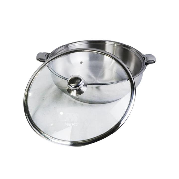 Stainless Steel Hot Pot 24cm Diameter with Glass Lid 3.1 Litre