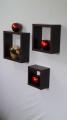SET OF 3 PIECES CUBICLE WALL HANGING SHELF DARK BROWN. 