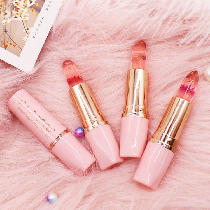 *COD*Peinifen Dried Flower Jelly Lipstick Moisturizing Lasting Moisturizing Non-fading Color Changing Lipstick Female Student