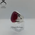 Anari Yaqoot Ring , Cabochon Ruby Ring , Big Size Red Ruby Ring , Pomegranate Ruby Ring. 