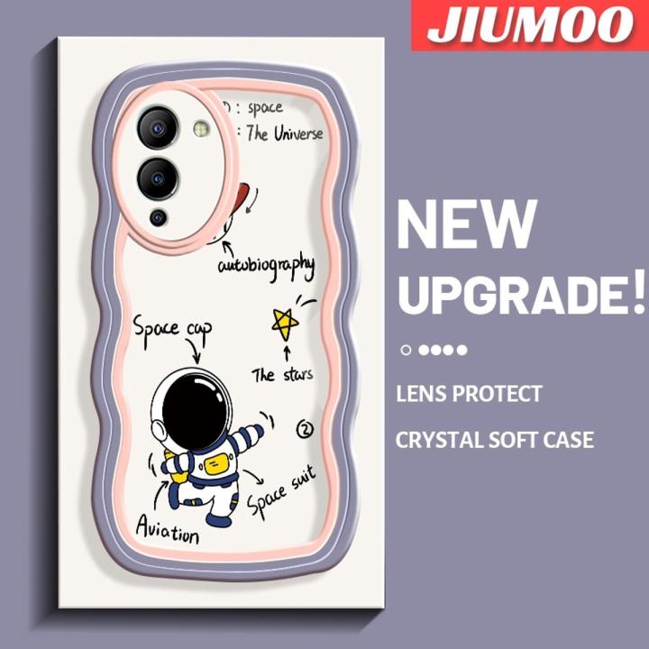 JIUMOO For Infinix Note 12 G96 Case Cartoon Cute Astronaut Pattern Colorful Lovely Cream Wave Border Soft Clear Shockproof Phone Cases
