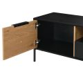 Sleek 1 Door 1 Drawer TV Cabinet in Black Oak Finish | Matte Black TV Stand Table, Wooden TV Unit, LED TV Console, and Media Stand for a Contemporary Entertainment Center. 