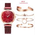Bracelet Watches Set Women Watches Ladies Wrist Watch With Bracelet Set Magnet Buckle Quartz Watches. 