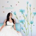 Blue lily flower Romantic weding bedroom wall sticker Entrance TV sofa background Decorative Wall Stickers SK9029. 