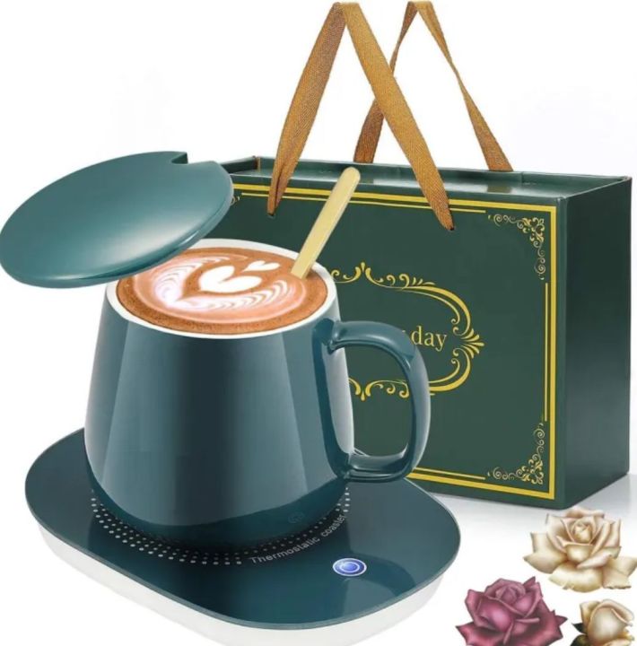 Techmanistan Cermaic Coffee Mug Warmer with Auto Shut Off and Heating Function Electric Beverage Warmer Plate