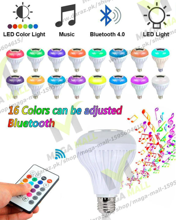 Multicolour LED RGB Bluetooth Light Speaker Music Bulb With Free ...