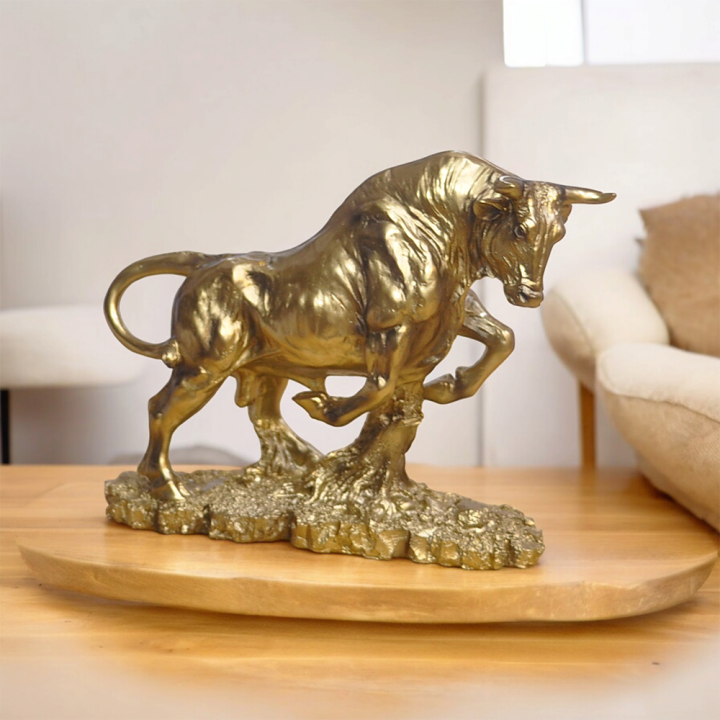 Majestic Bull Statue for Home Décor - Feng Shui Good Luck Ornament for Career and Wealth