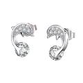Fashion Women Lady Elegant Dolphin Ear Stud Earrings Gift Jewelry Rhinestone. 