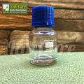 Reagent Bottle, 25ml - Culture Bottle -Transparent with Blue Screw Cap – Media Bottle - White Graduations - Borosilicate 3.3 Glass – Normax. 