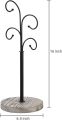One Piece Black Metal Coffee Mug Tree Rack with 4 Curved Hooks and  Wood Base customized by the Decor Dictionary. 