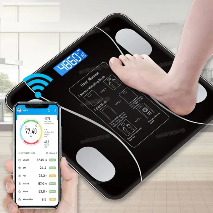 Digital%20%20Electronic%20App%20Scale%20For%20Human%20Smart%20Body%20180kg%20Weighing%20Support%20LCD%20Blue%20Screen%20Electronic%20Weight%20Scale%20HD%20Display%20USB%20Charging%20Bluetooth-compatible%20for%20Home%20Office%20Supplies%20Bathrooms%20Scale%20App%20Scale%20Machine%20For%20Humman%20Body.%20-%20Image%202